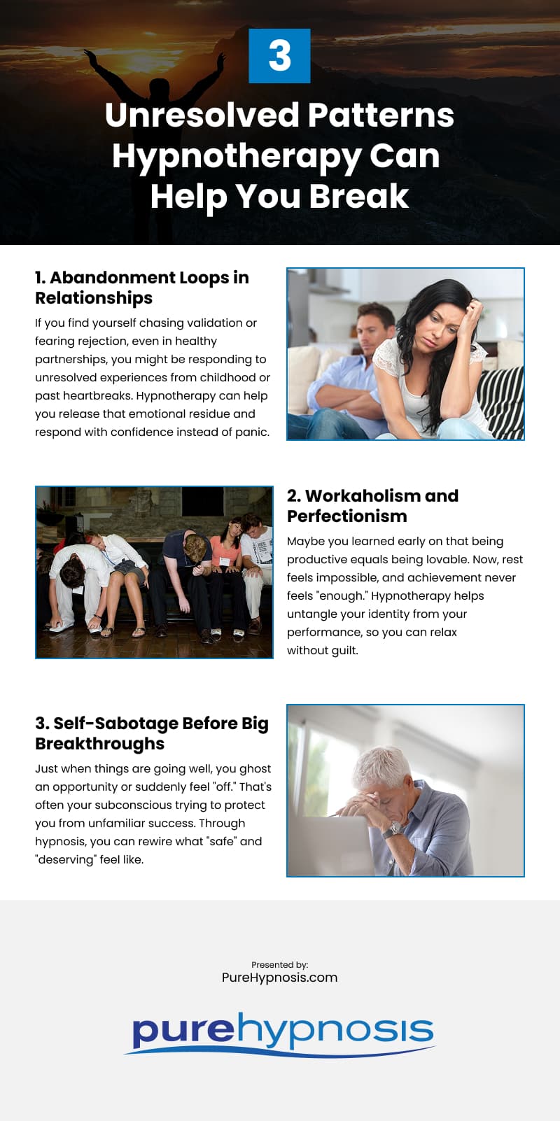3 Unresolved Patterns Hypnotherapy Can Help You Break Infographic