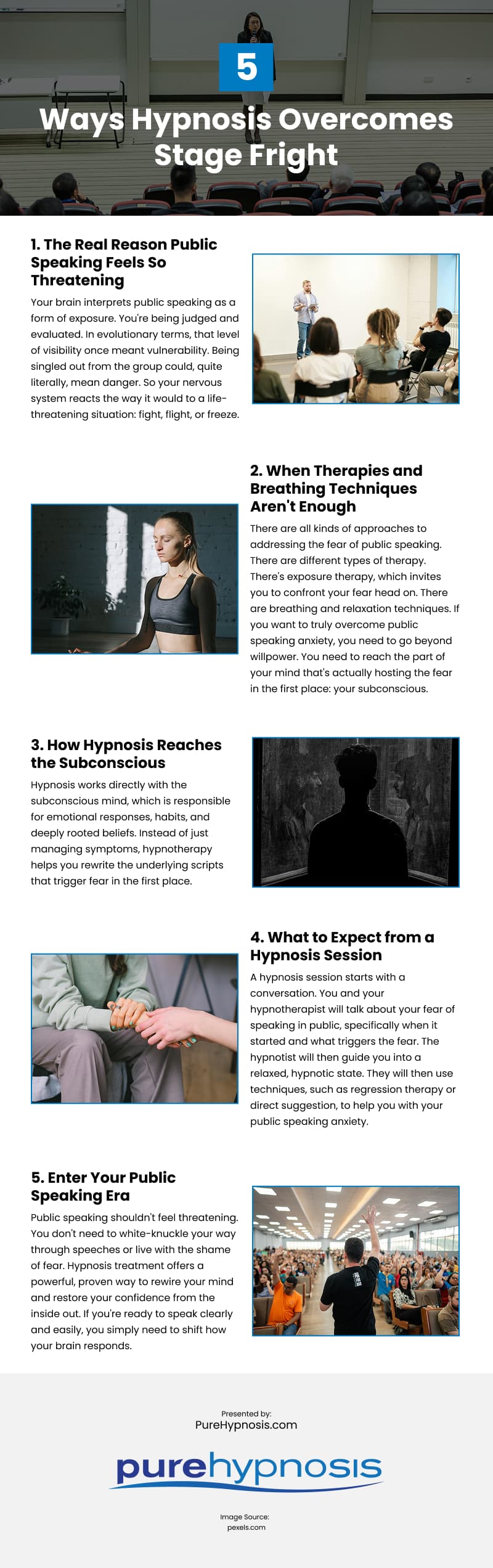 5 Ways Hypnosis Overcomes Stage Fright Infographic 5 Ways Hypnosis Overcomes Stage Fright Infographic